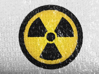 Nükleer radyasyon sembolü olarak boyalı bubblewrap boyalı