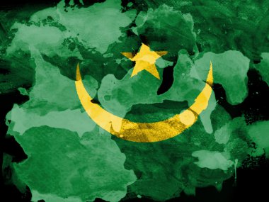 Mauritius bayrağı siyah kağıt üzerine suluboya ile boyanmış.