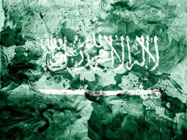 kirli ve pis kağıt boyalı Suudi Arabistan bayrağı
