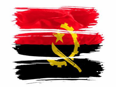 Angola. Üç vuruş beyaz boya ile boyanmış Angola bayrağı