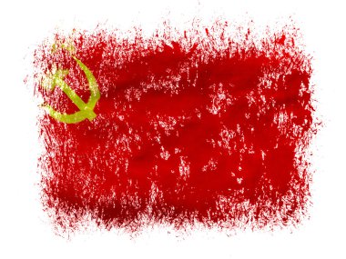 Sovyetler Birliği bayrağı beyaz zemin üzerine boyanmış