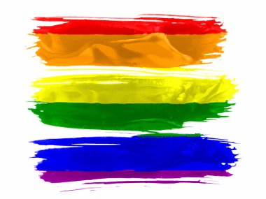 gay pride bayrağı üç vuruş beyaz boya ile boyanmış.