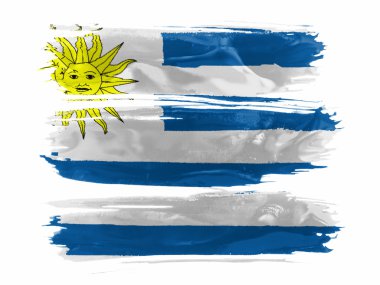 Üç vuruş beyaz boya ile boyanmış uruguay bayrağı