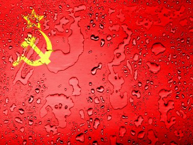 Sovyetler Birliği bayrağı su damlaları ile kaplı boyalı