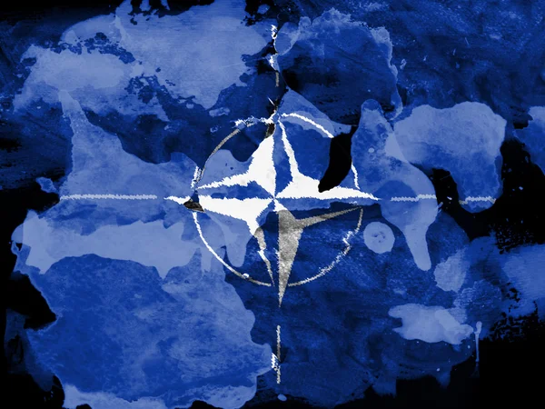 Nato symbol målad med vattenfärg på svart papper — Stockfoto