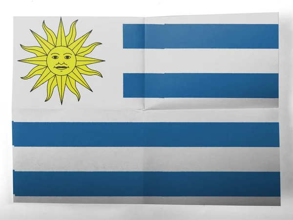 Bandeira do Uruguai pintada em folha de papel simples — Fotografia de Stock