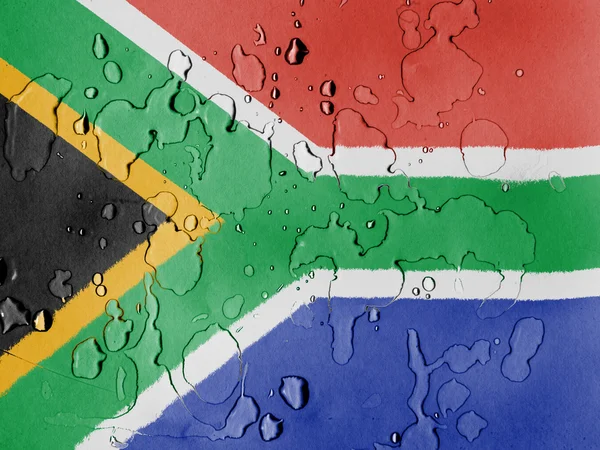 South African flag covered with water drops — Stock Photo, Image