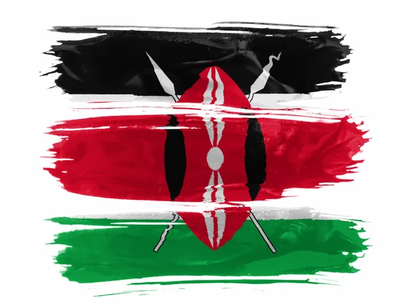 Kenya flag painted with three strokes of paint in white — Stock Photo, Image