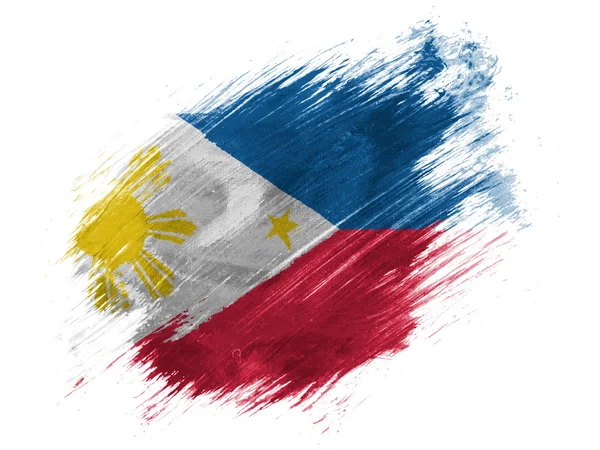Bandeira filipina pintada com pincel sobre fundo branco — Fotografia de Stock