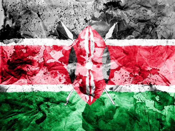 ケニアの旗ペイント汚れや汚れた紙 — ストック写真