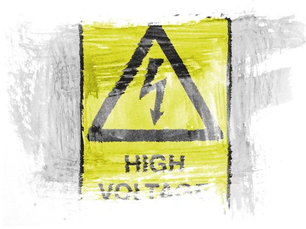 High voltage sign painted with watercolor on paper — Stock Photo, Image