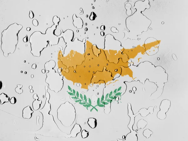 Cyprus flag covered with water drops — Stock Photo, Image