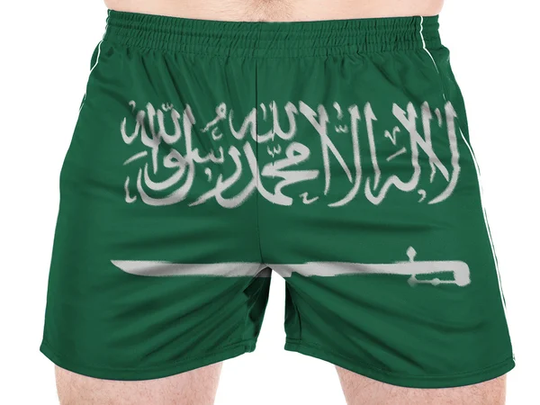 Arábia Saudita bandeira pintada em camisas esportivas — Fotografia de Stock