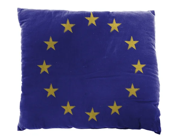 Bendera Uni Eropa dicat di atas bantal — Stok Foto