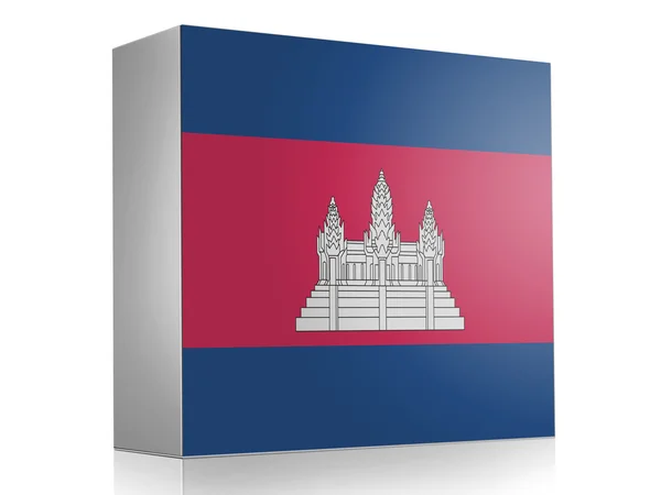 Bandera de Camboya en el icono de caja blanca — Foto de Stock