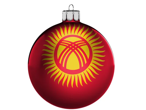 Kyrgyzstan flag on a Christmas, x-mas toy — Stock Photo, Image
