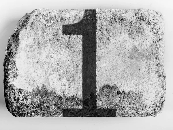 1. One numder painted on brick — Stock Photo, Image