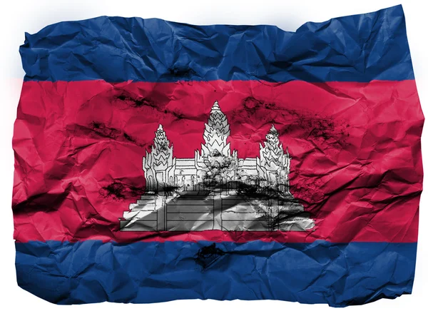Cambodia flag painted on crumpled paper — Stock Photo, Image