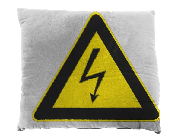Electric shock sign painted on pillow — Stock Photo, Image