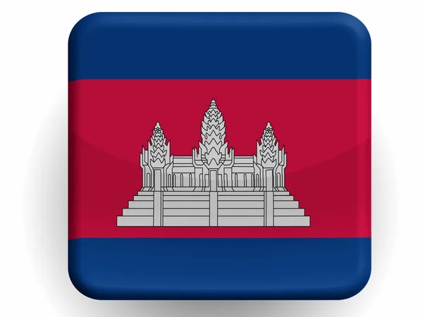 Σημαία της Καμπότζης ζωγραφισμένα στο γυαλιστερό εικονίδιο — Φωτογραφία Αρχείου