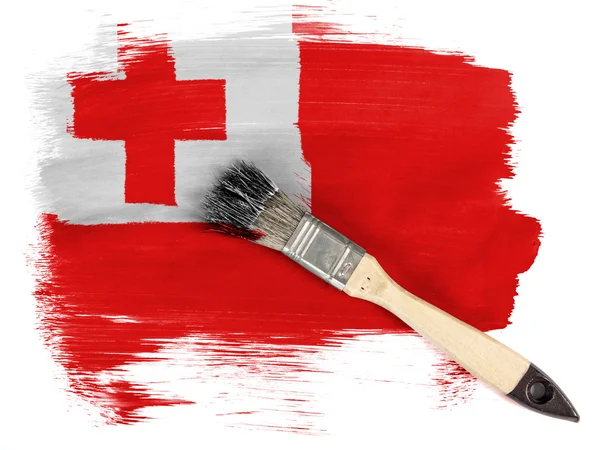 Vlag van Tonga geschilderd met borstel overheen — Stockfoto