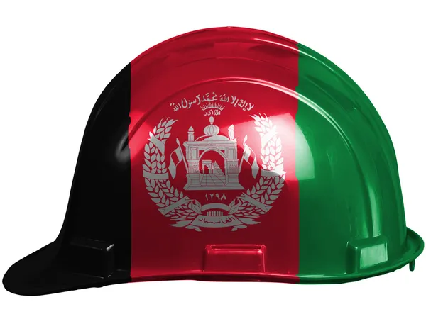 Afghanistan flag painted on safety helmet — Stock Photo, Image