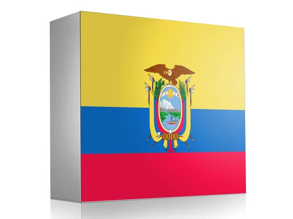 Ecuador vlag op witte doos pictogram — Stockfoto