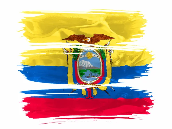 Ecuador vlag geschilderd met drie lijnen van verf in wit — Stockfoto