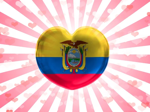 Bandera de Ecuador pintada sobre corazón de vidrio sobre fondo despojado —  Fotos de Stock