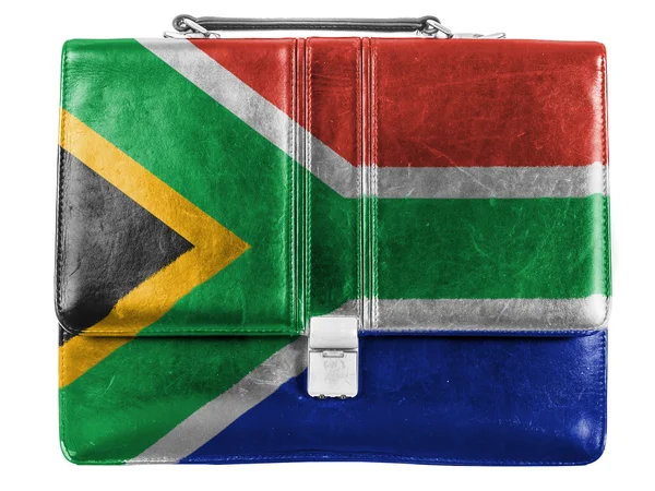 South African flag painted on small briefcaseor leather handbag — Stock Photo, Image