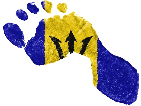 Barbados. Bandera de Barbados pintada en forma de huella — Foto de Stock