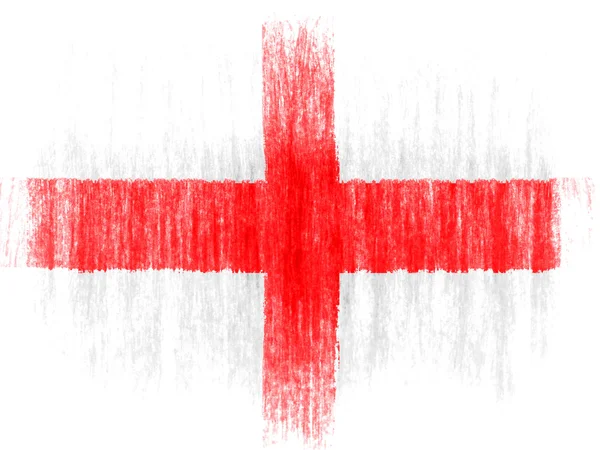Anglie. Anglická vlajka na bílém pozadí s barevnými pastelkami — Stock fotografie