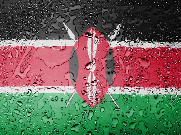 Bandiera Kenya coperta di gocce d'acqua — Foto Stock
