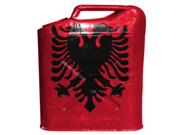 Albania. Bandera albanesa pintada en bidón de gasolina o bidón de gas —  Fotos de Stock