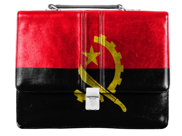 Angola. Angolan flag painted on small briefcaseor leather handbag — Stock Photo, Image