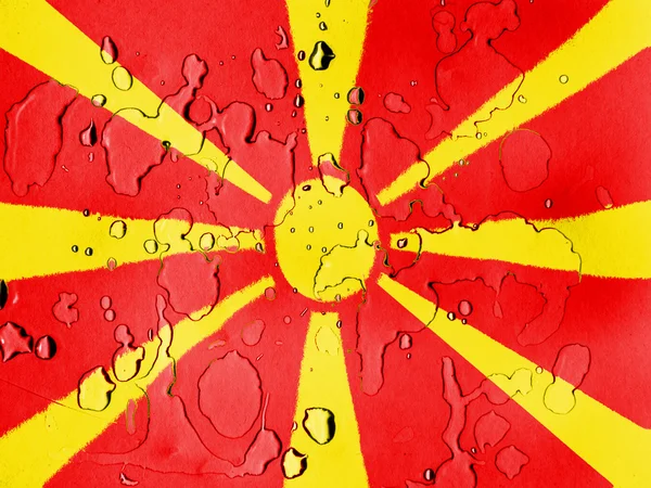 Macedonia bandiera coperta di gocce d'acqua — Foto Stock