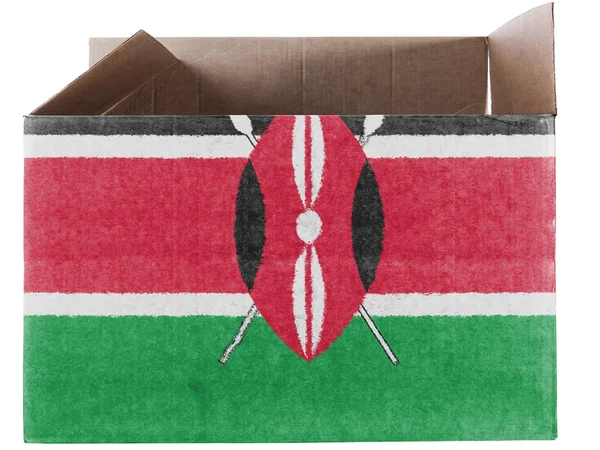 Bandiera Kenya dipinta su scatola o pacchetto di cartone — Foto Stock