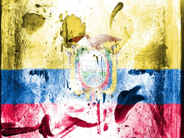 Ecuador flagga målade på grunge vägg — Stockfoto