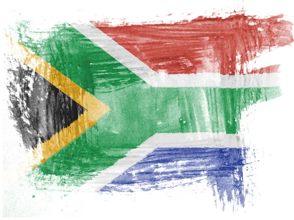 Bandiera sudafricana dipinta con acquerello su carta — Foto Stock