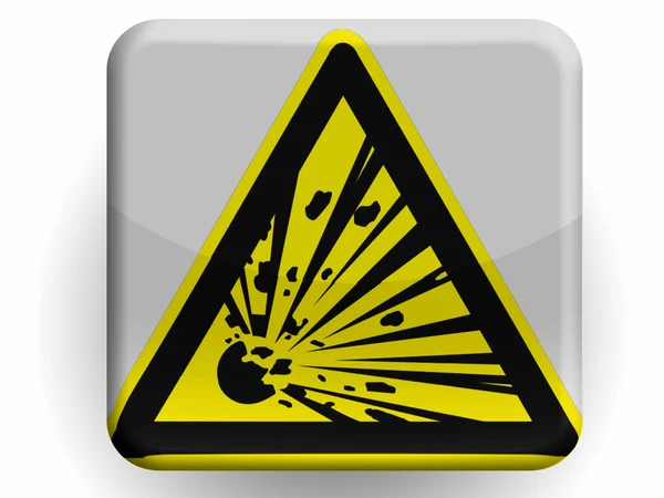 Wybuchowe znak narysowany na malowane na błyszczący ikona — Zdjęcie stockowe