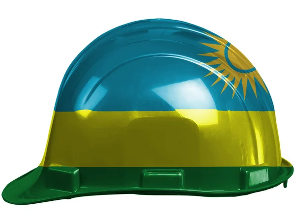 卢旺达国旗画在安全头盔 — 图库照片