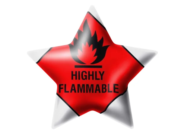 Highly flammable sign drawn on . Glossy star — Stock Photo, Image
