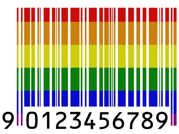 Bandeira de orgulho gay pintada na superfície do código de barras — Fotografia de Stock
