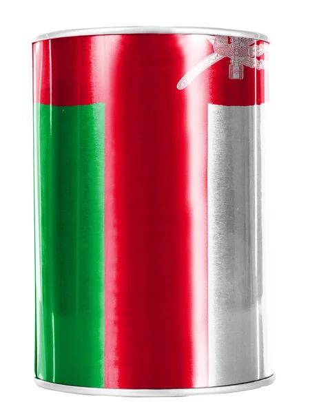 Oman flag painted on shiny tin can — Stock Photo, Image