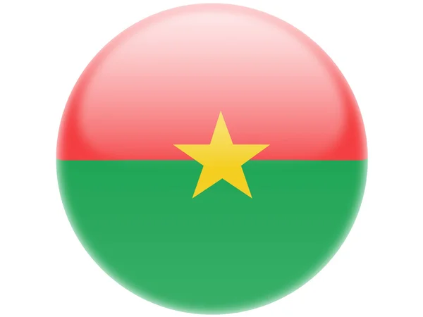 Μπουρκίνα Φάσο σημαία. γύρο σήμα γυαλιστερό — Φωτογραφία Αρχείου