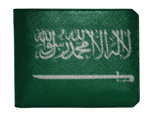 沙特阿拉伯国旗画在画上真皮钱包真皮钱包 — 图库照片