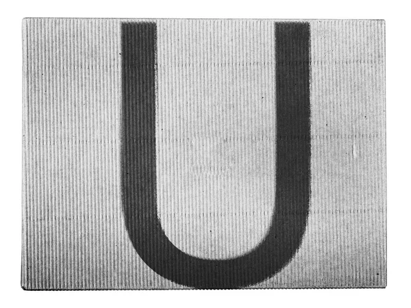 U letter painted on carton box — Stock Photo, Image