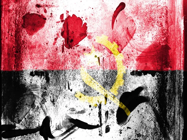 Angola. Angolese vlag geschilderd op grunge muur — Stockfoto