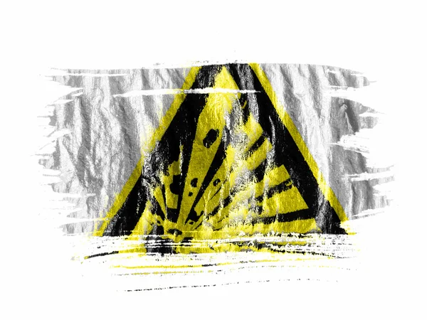 Explosive sign drawn on painted with watercolor on wet white paper — Stock Photo, Image