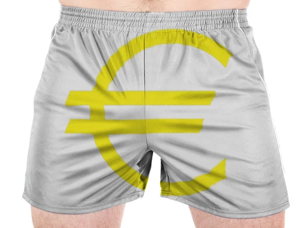 Malowane znak waluty euro w Koszulki sportowe — Zdjęcie stockowe
